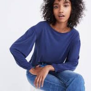 Madewell Sandwashed Gathered-Sleeve Top NWT